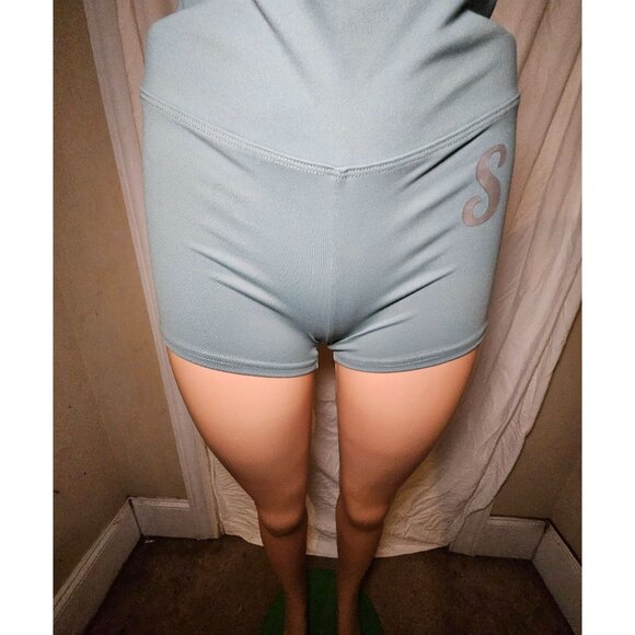 Swank Activewear Women Legging Shorts Mint Green High Waist Yoga Workout - Picture 1 of 5